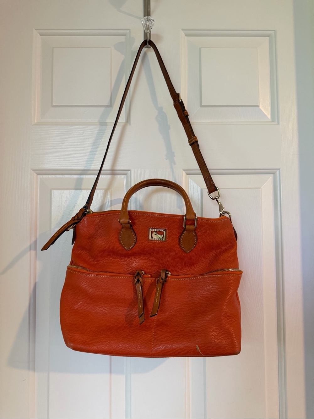 Dooney & Bourke Dillen Double Pocket Satchel – Orange/Coral –